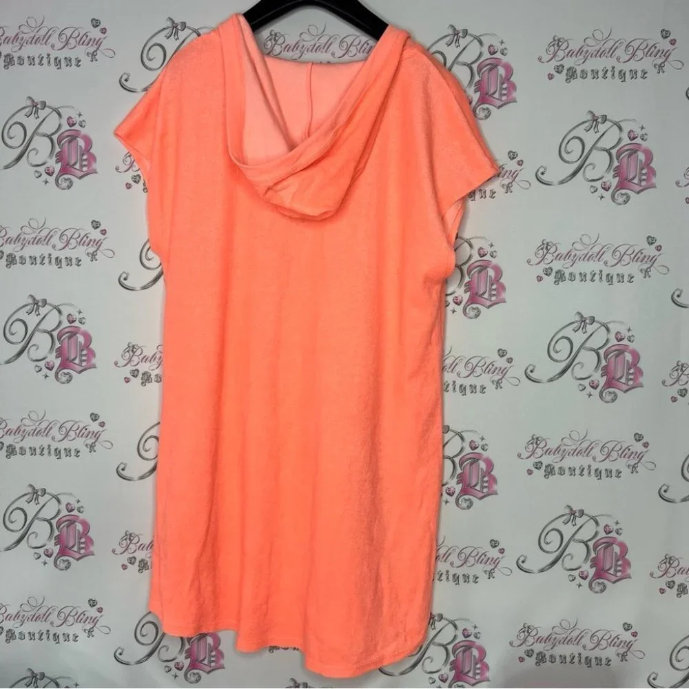 Sparkly terry cloth towel dress coverup beach swimming orange glitter bling 💎💎